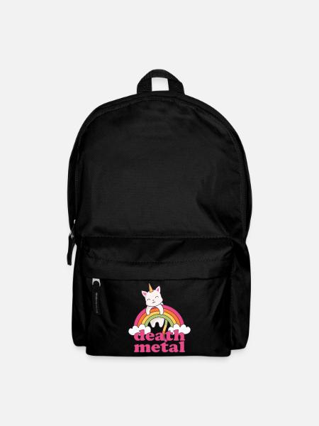 Lustig Death Metal Einhorn Katze Regenbogen Metal - Rucksack - Schwarz