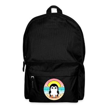 Pingouin de plage au coucher du soleil - Sac à dos - noir - Devant