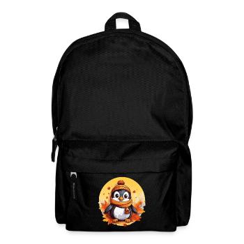 Pinguin im Herbst: Laub & Sonnenuntergang - Rucksack - Schwarz - Vorne