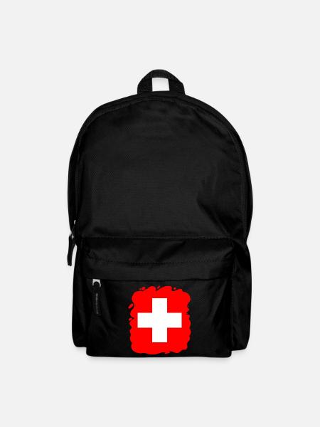 Schweiz Flagge Vintage Kreuz Used Look Schweizer - Rucksack - Schwarz