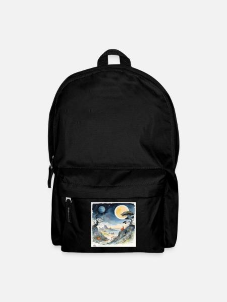 Night dreamscape cartoon - Backpack - black