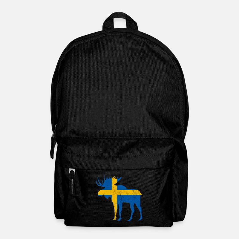 Schweden Elch mit Flagge - Rucksack - Schwarz