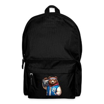 Illustration stylisée d’un ours cool - Sac à dos - noir - Devant