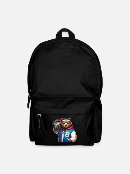 Stylized illustration of a cool bear - Backpack - black