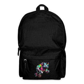 Farbenfrohe Illustration eines Nashorns - Rucksack - Schwarz - Vorne