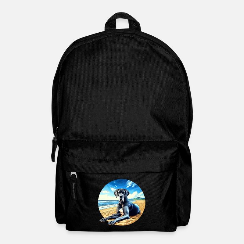 Deutsche Dogge am Strand - Rucksack - Schwarz