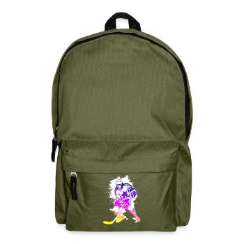 hockey rainbow spatter hockey player tor cool - Backpack - olive green - Front