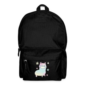 Rainbow alpaca llama with glasses gift idea - Backpack - black - Front