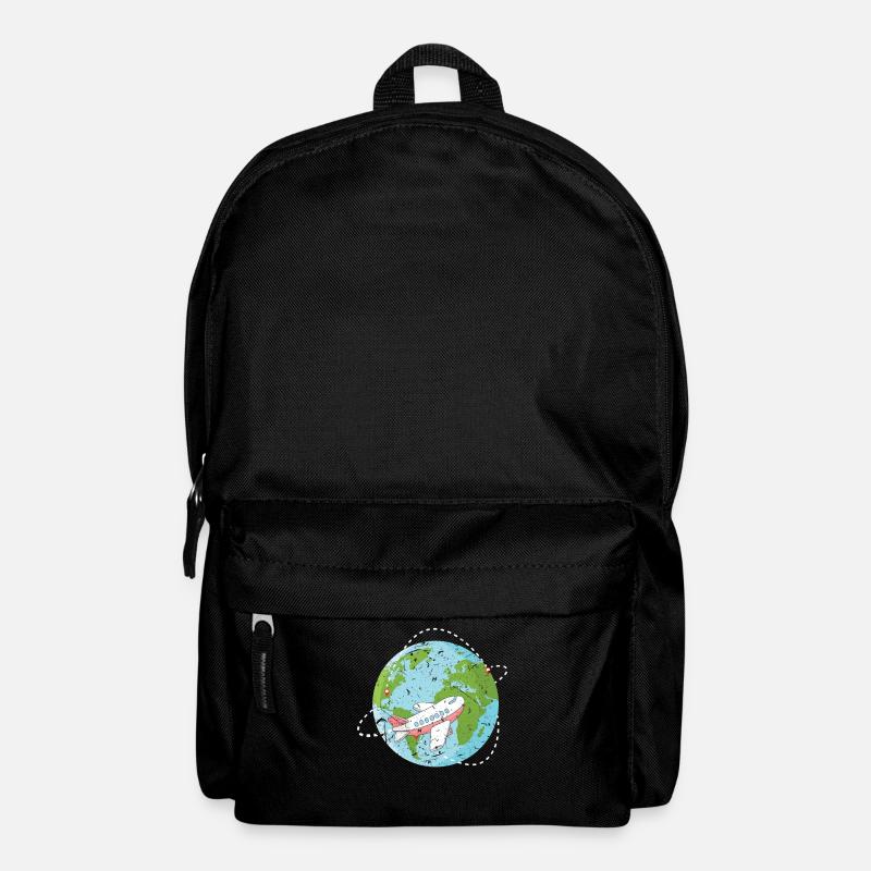 Weltreise Flugzeug - Rucksack - Schwarz