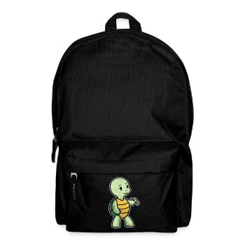 Kleine Schildkröte mit Pfeife Tiere Fantasy - Rucksack - Schwarz - Vorne