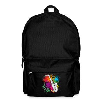 Saxophone, Sax, éclaboussures de couleurs - Sac à dos - noir - Devant