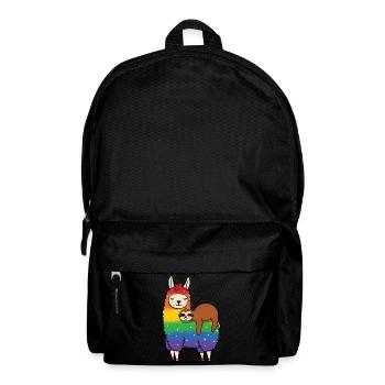 Sloth rides on llama - Backpack - black - Front