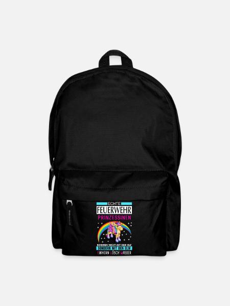 Feuerwehr Frau Einhorn Spruch Geschenk - Rucksack - Schwarz