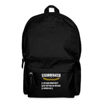 Steuerberater hat immer Recht lustig Geschenk - Rucksack - Schwarz - Vorne