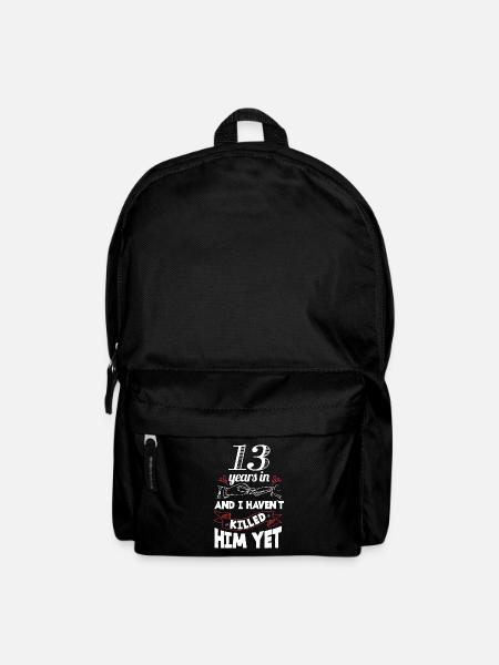 13 Years Wedding Anniversary Gift Idea for Women - Backpack - black