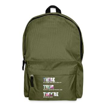 There Their They're T shirt Deutsch Grammar Funny - Backpack - olive green - Front