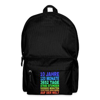 10 Jahre Alt 10. Geburtstag Geschenk Mädchen Junge - Rucksack - Schwarz - Vorne