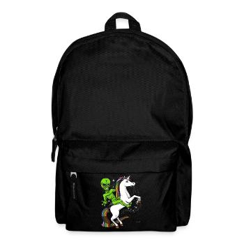 Space Alien Riding Unicorn UFO Cosmic - Rucksack - Schwarz - Vorne