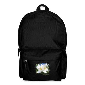 white, blooming flowers, blossoms in summer, nature - Backpack - black - Front