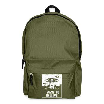 Alien UFO Area 51 Roswell Funny Gift Retro - Backpack - olive green - Front