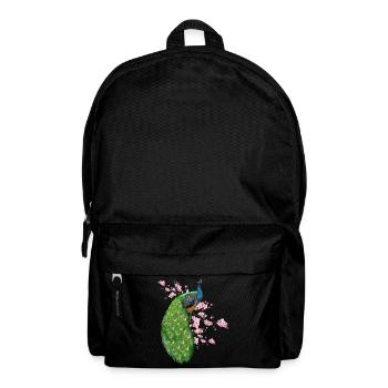 Blumen Pfau - Rucksack - Schwarz - Vorne