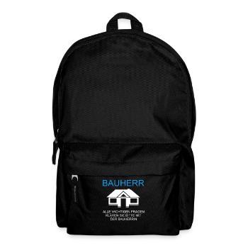 Bauherr Geschenk Richtfest Hausbau Bau - Rucksack - Schwarz - Vorne