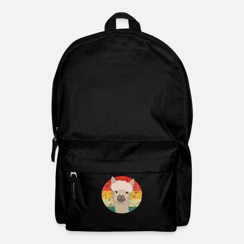 Lama Alpaka Retro Vintage Deko - Rucksack - Schwarz