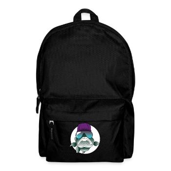Cool fish with sunglasses and cap - Backpack - black - Front