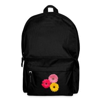 colorful flowering gerbera flowers, gerberas, flowers, - Backpack - black - Front