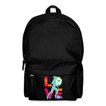 Love Feminine football. Cadeau de conception de fille de soccer - Sac à dos - noir - Devant