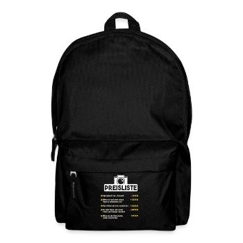 Preisliste Fotograf Kamera Fotografin Geschenk - Rucksack - Schwarz - Vorne