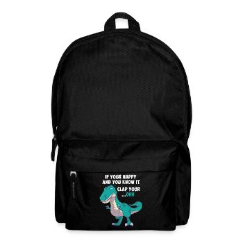 T-Rex Tyrannosaurus Clap Your Hands Happy Funny - Backpack - black - Front