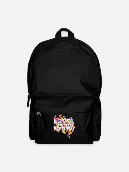 Hippie - Love Peace Happiness - Liebe Frieden - Rucksack - Schwarz