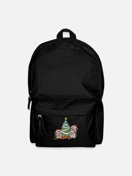 Christmas Hedgehog Christmas Tree Decorate Advent - Backpack - black