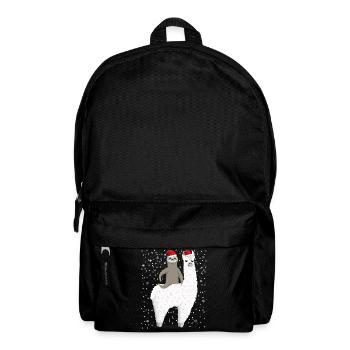 Santa Sloth Riding Llama Reindeer Christmas - Backpack - black - Front