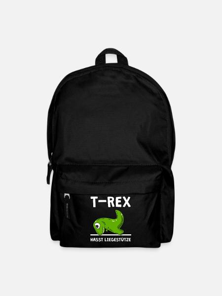 T-Rex hasst Liegestütze - Dinosaurier - Rucksack - Schwarz