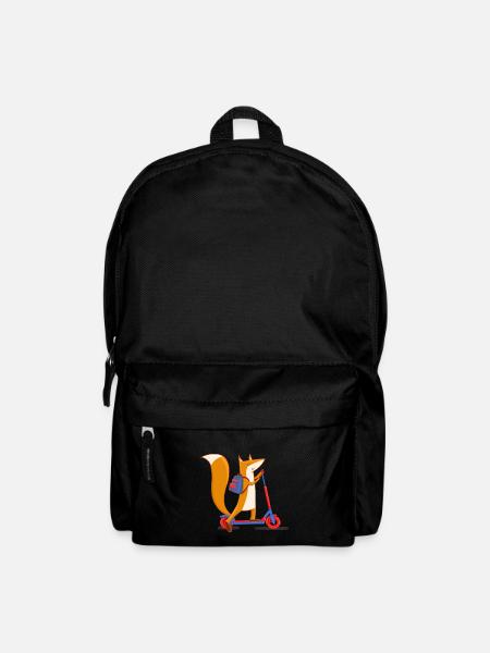 Schulweg Fuchs auf Roller zur Schule in die Klasse - Rucksack - Schwarz