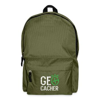 geocaching, cache, gps, geocache, geocacher, logbu - Rucksack - Olivgrün - Vorne