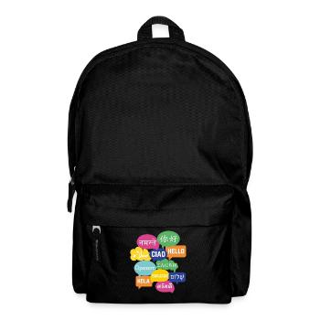 Buntes Sprechblasen-Design "Hallo", viele Sprachen - Rucksack - Schwarz - Vorne