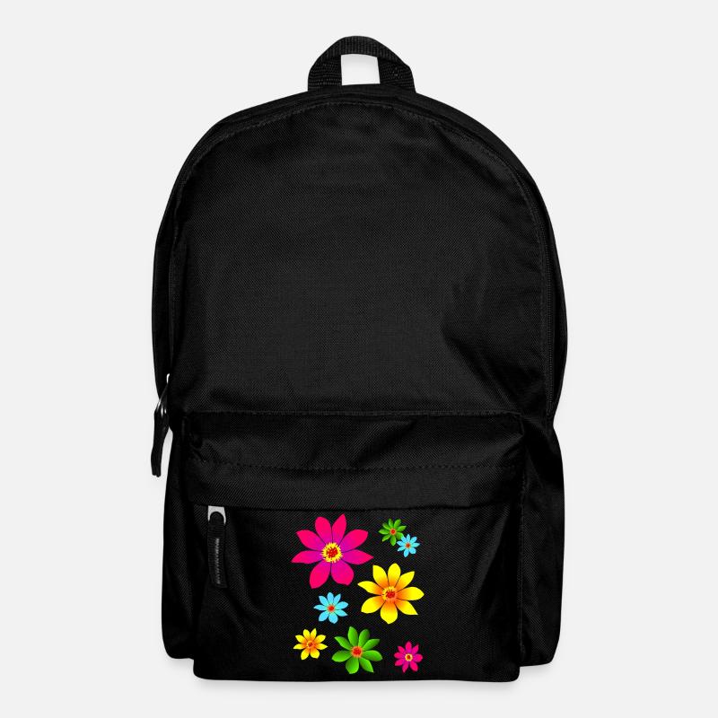 bunte Blumen, farbenfroh, blühend, Blüten, blumig - Rucksack - Schwarz