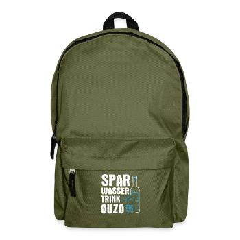 Spar Wasser Trink Ouzo Alkohol Schnaps Trinken - Rucksack - Olivgrün - Vorne