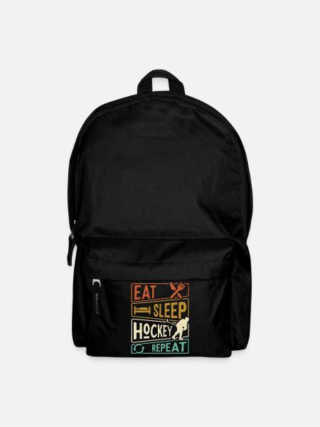 Eat Sleep Hockey Repeat - Hockeyspieler - Rucksack - Schwarz