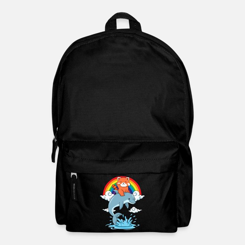Roter Panda Geschenk Delfin Regenbogen Red Panda - Rucksack - Schwarz