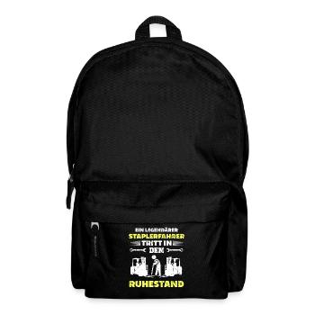 Staplerfahrer Lagerist Ruhestand Abschiedsgeschenk - Rucksack - Schwarz - Vorne