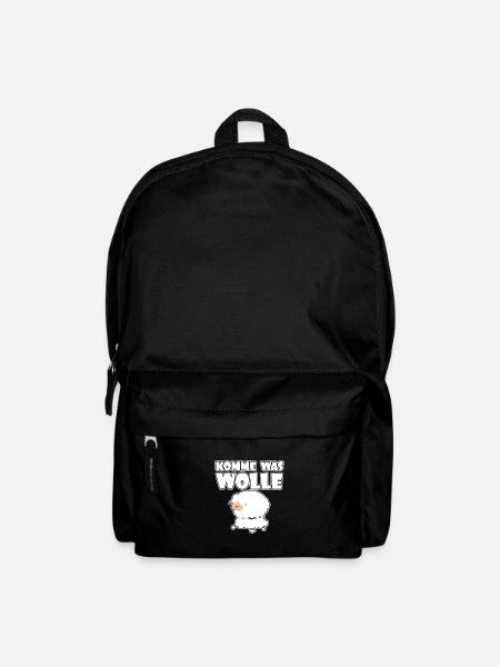 Komme was wolle - Schaf - Schafe - Wolle - Rucksack - Schwarz