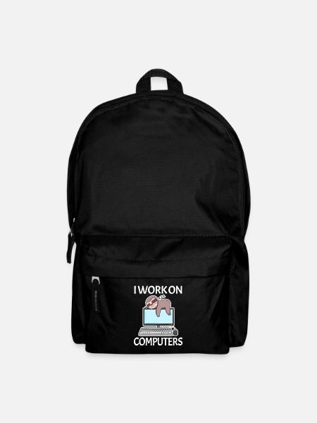 I work on computers Computer Nerd faul lustig - Rucksack - Schwarz