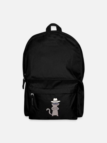Coole Katze Chartoon Charakter Junge Mädchen Kind - Rucksack - Schwarz