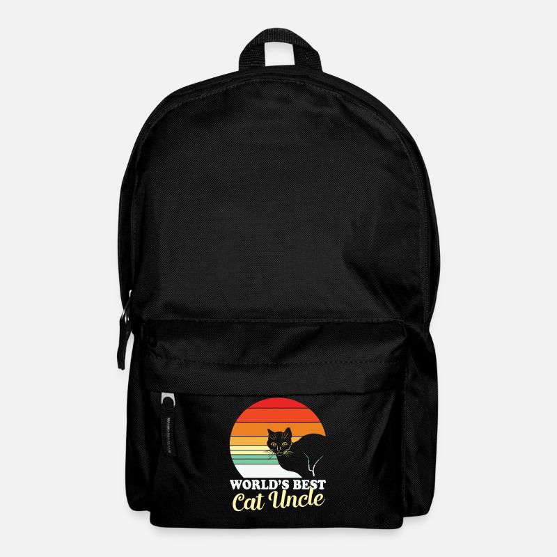 Retro Katzen Design "World's best cat uncle" - Rucksack - Schwarz