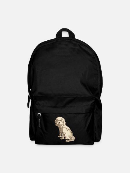 Cockapoo dog drawing of a cockapoo - Backpack - black