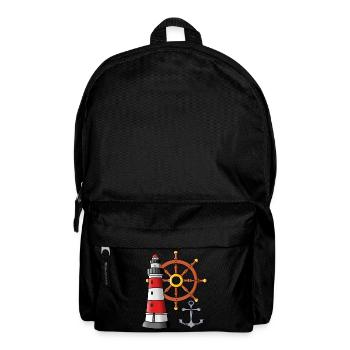 Leuchtturm Steuerrad Anker Maritim Seemann Ahoi - Rucksack - Schwarz - Vorne